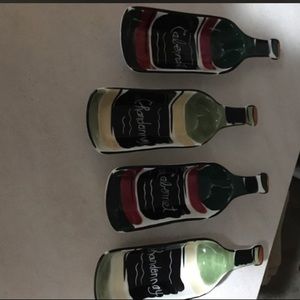 Clay Art wine bottle snack/dip dishes